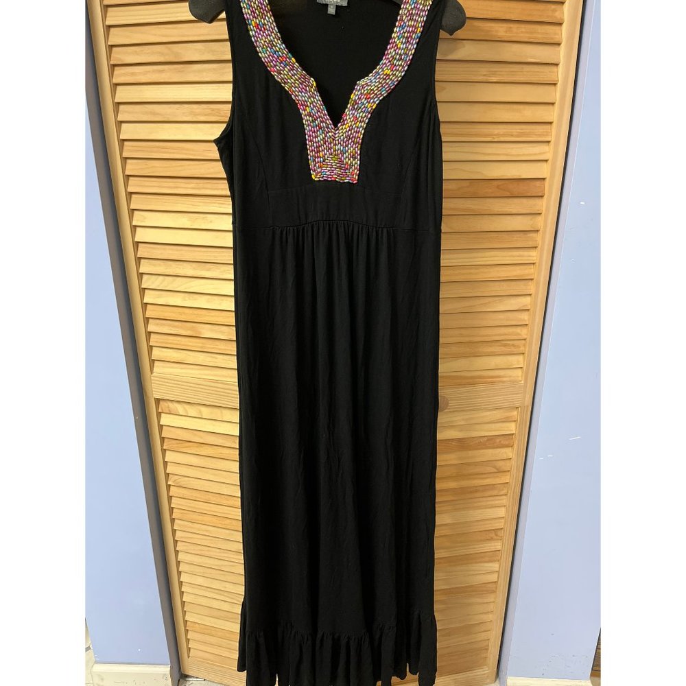 Neiman Marcus Maxi Dress XL 14 16 Black Beaded